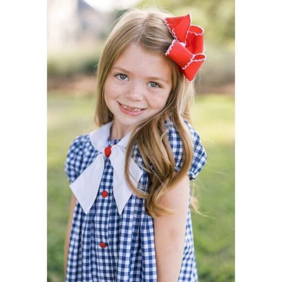 NWT Lullaby Set NAVY GINGHAM SAYLOR DRESS - GOD BLESS AMERICA - Picture 1 of 6